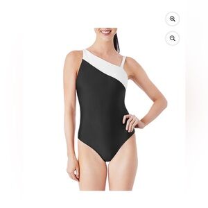 Member’s Mark Black and White One-Shoulder Swimsuit NWT Size XXL